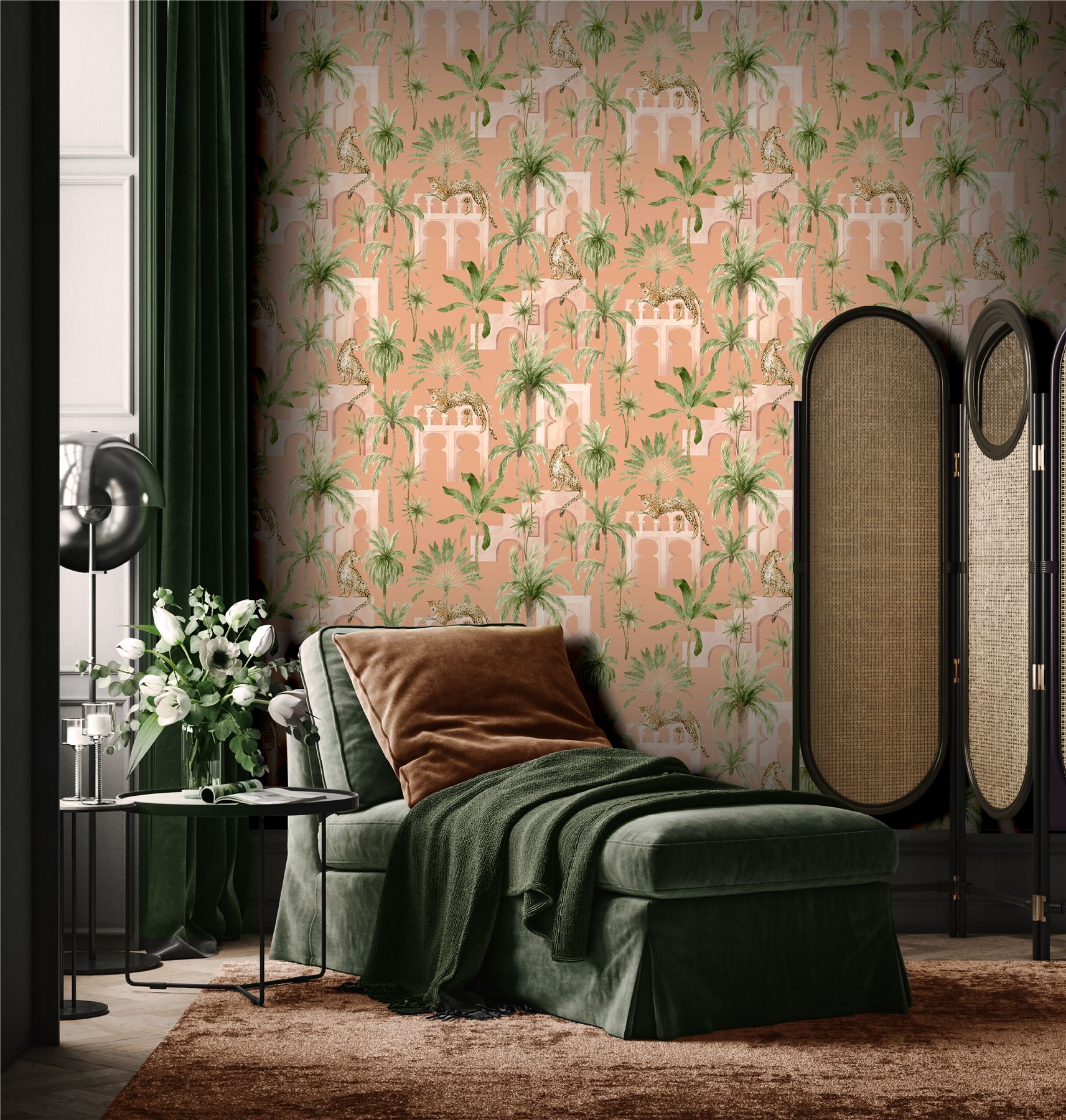 Leopard Arches Terracotta Wallpaper