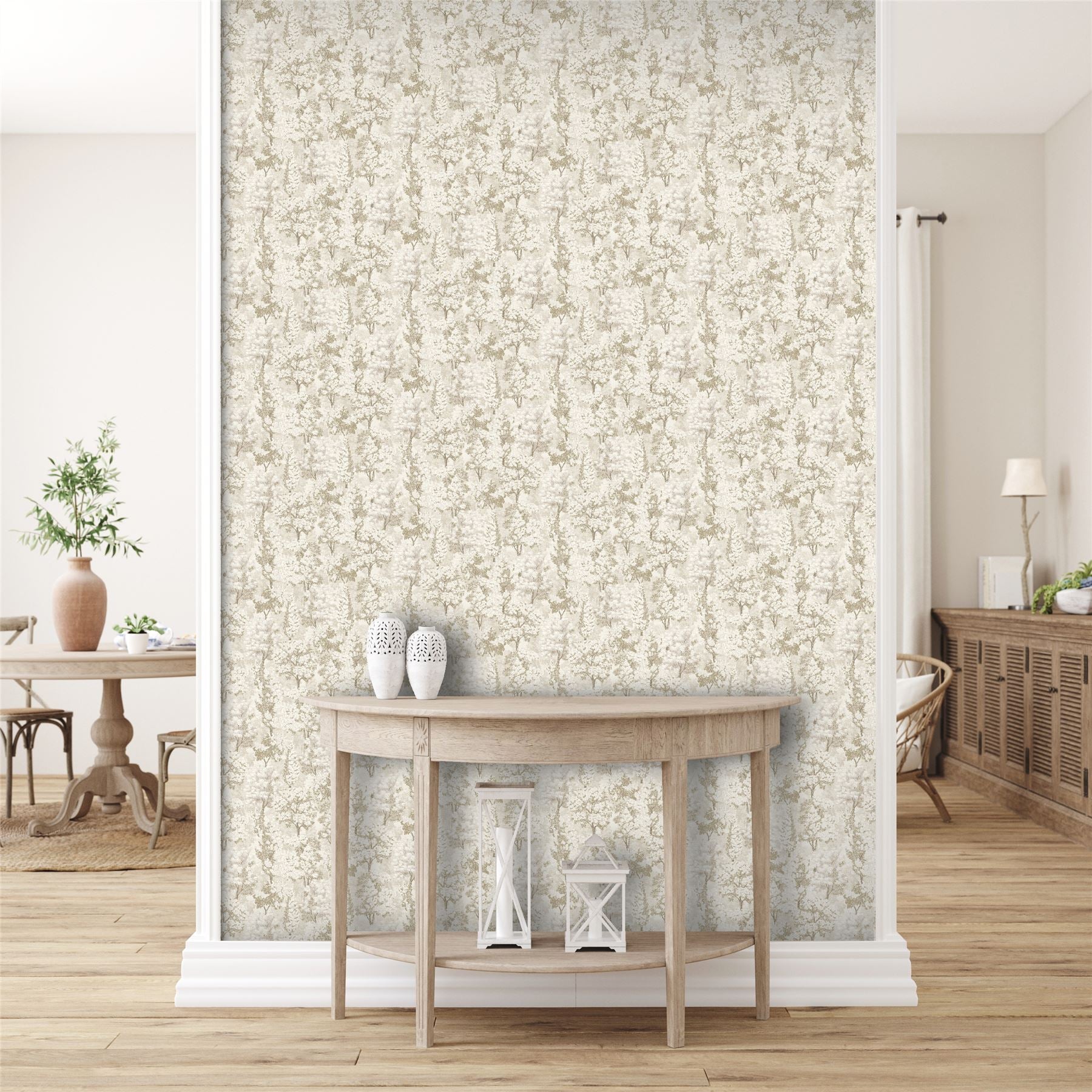Organic Forest Neutral / Gold Wallpaper