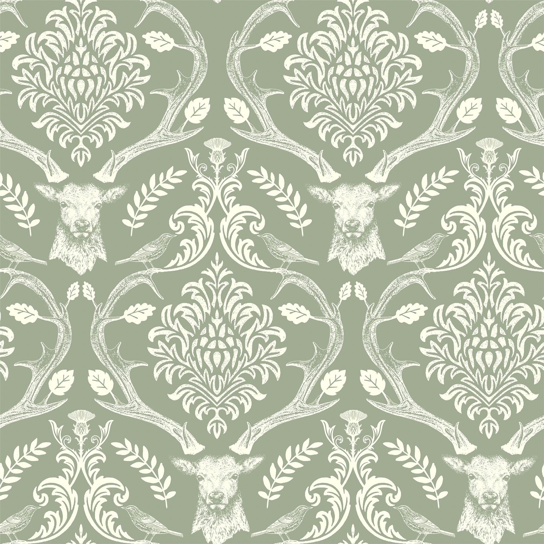 Stag Damask Sage Green sw12