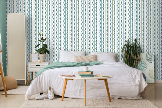 Squiggle Stripe Pink Multi Wallpaper