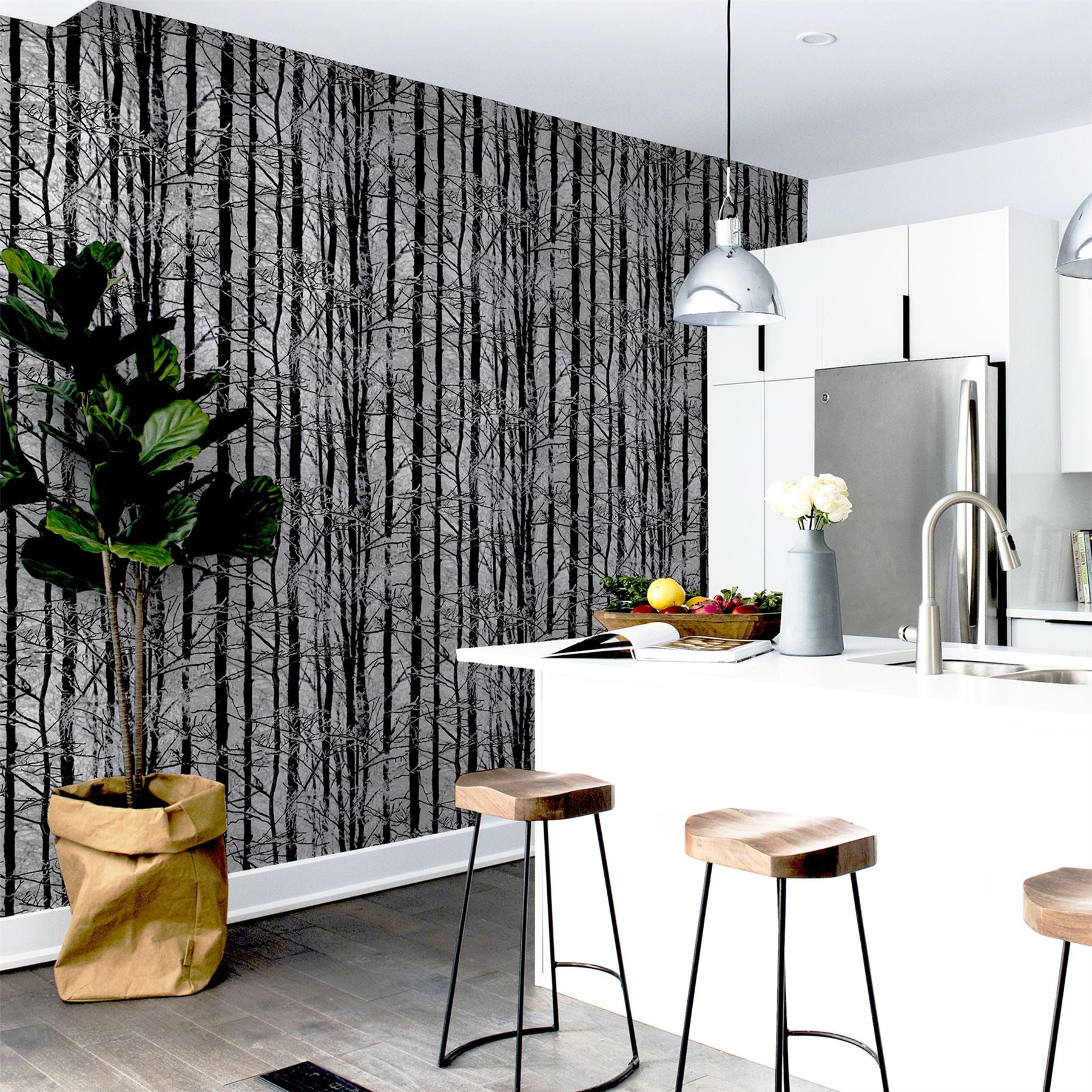 Frosted Wood Silver Wallpaper sw12