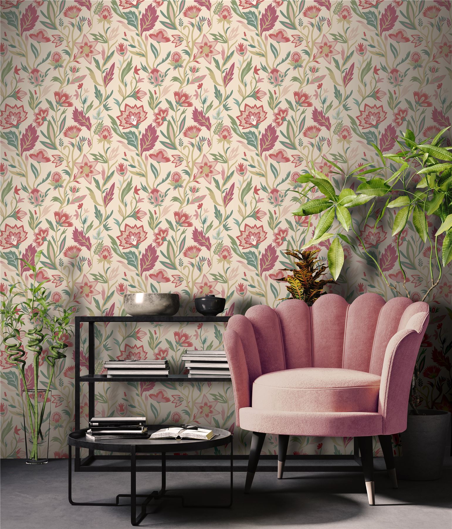 Lush Paradise Pink Wallpaper