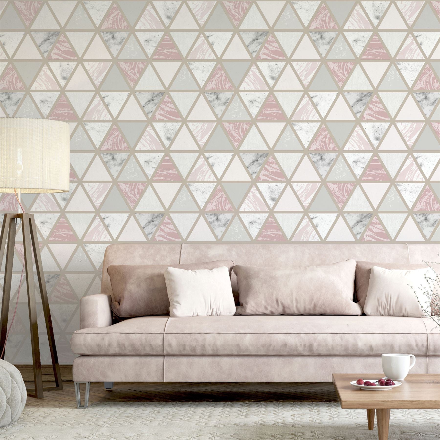 Marble Geo Pink Multi Wallpaper sw12