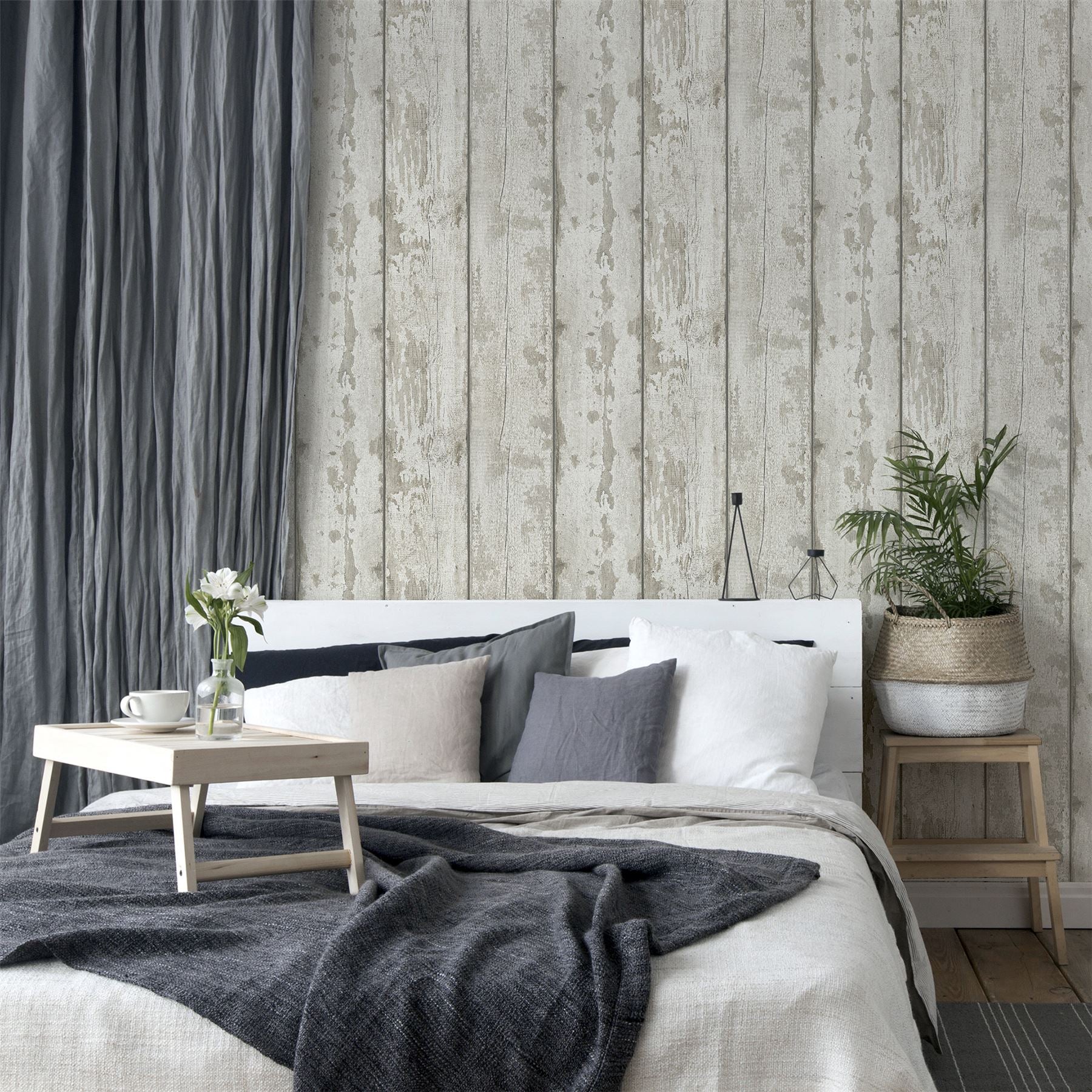 White Washed Wood Wallpaper