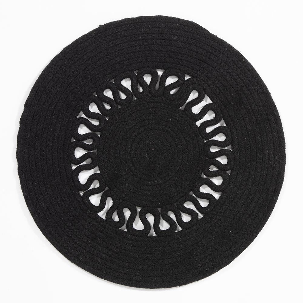 Nene  Round Cotton Sprial 38cm Black Set of 2 Placemats
