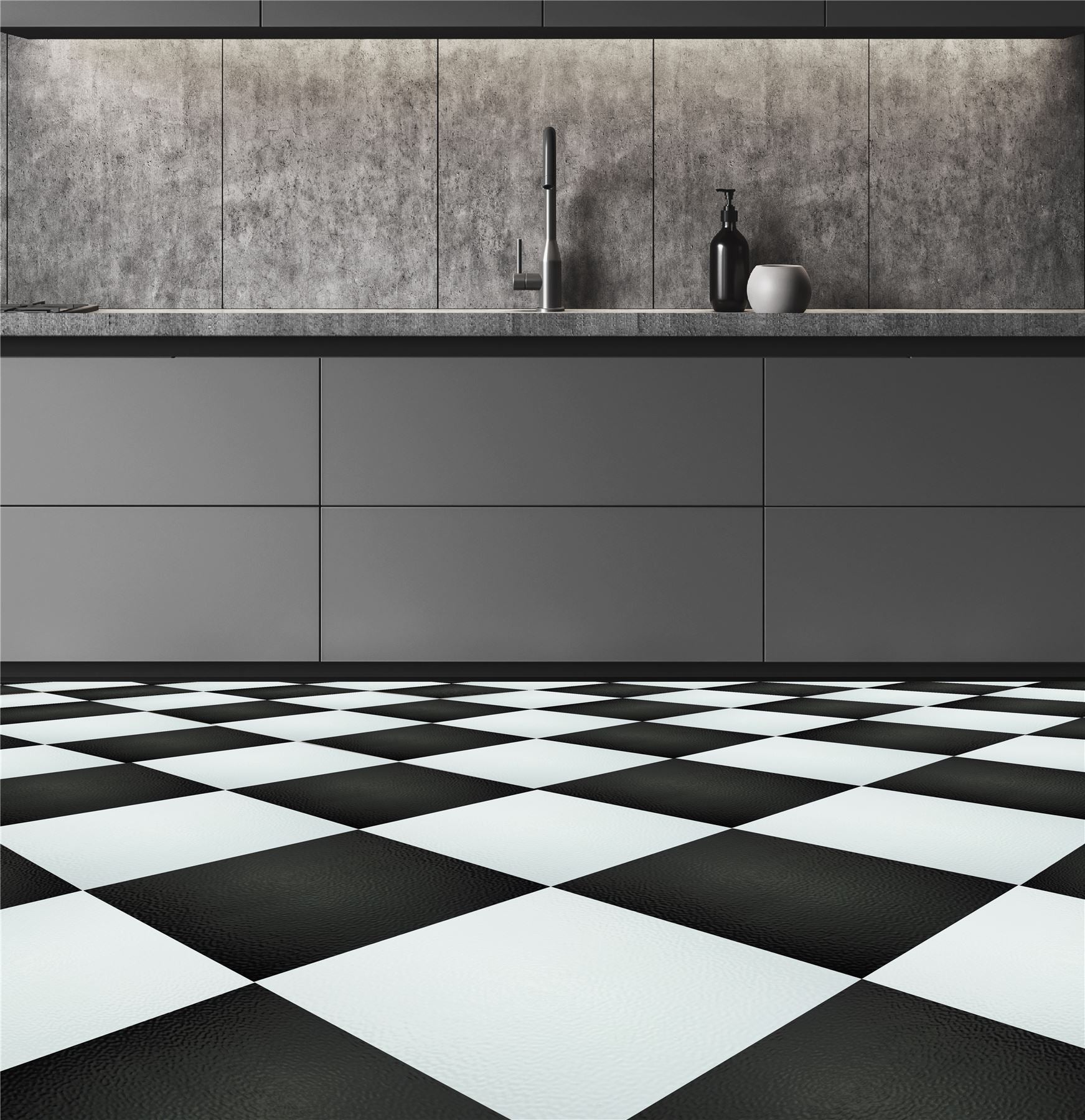 Floor Tile Plain 30.5x30.5cm Black & White (10 Tiles Per Pack) - sw6