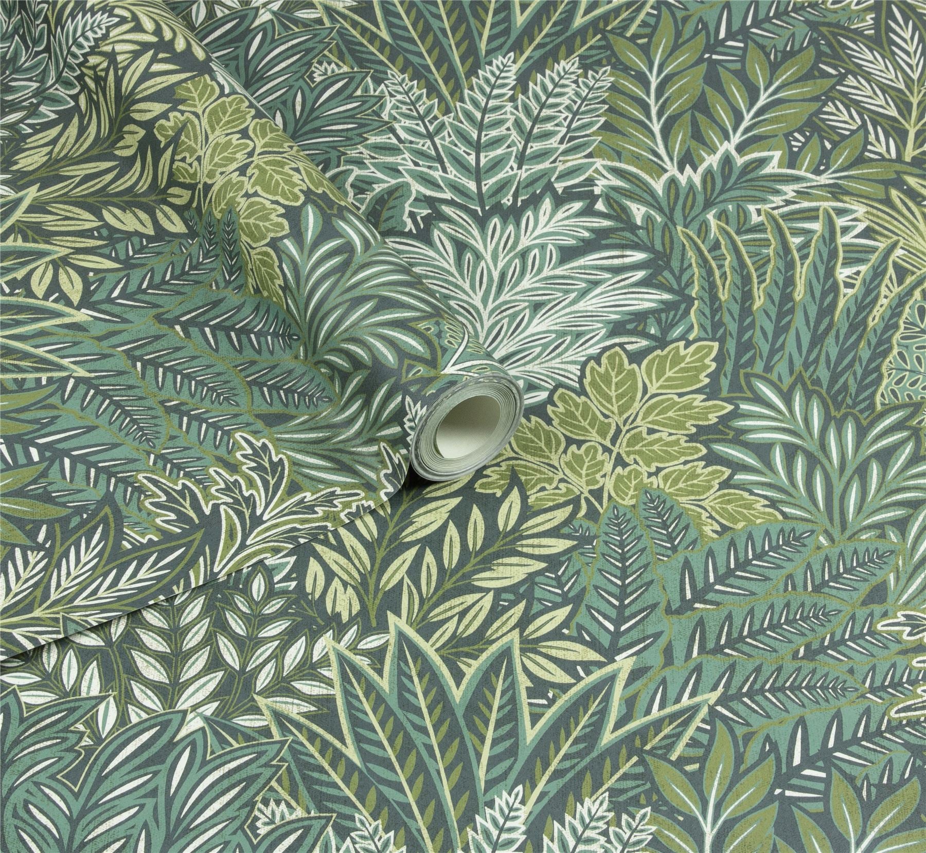 Illustrated Foliage Blue Wallpaper