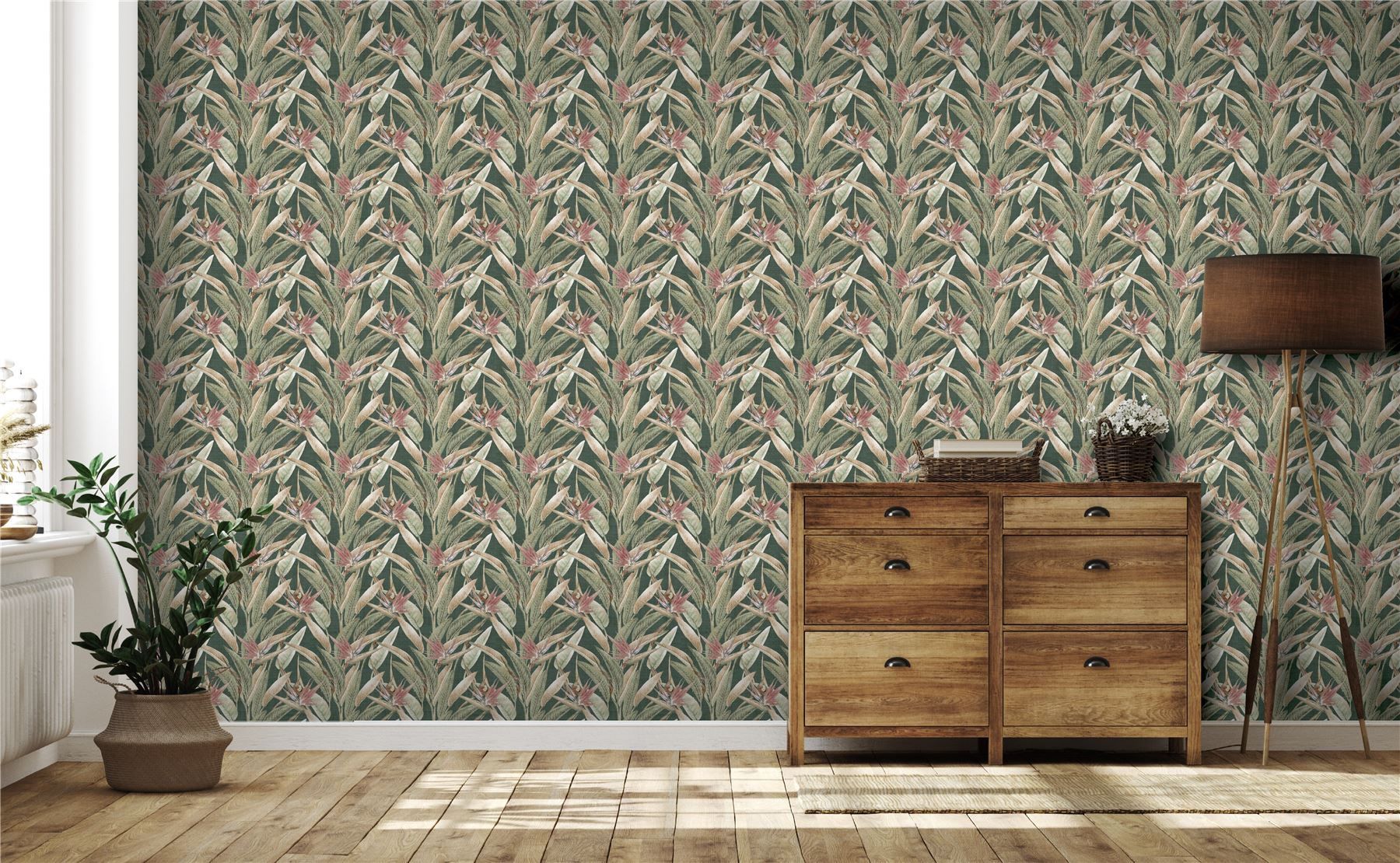 Soft Jungle Vines Deep Green Wallpaper