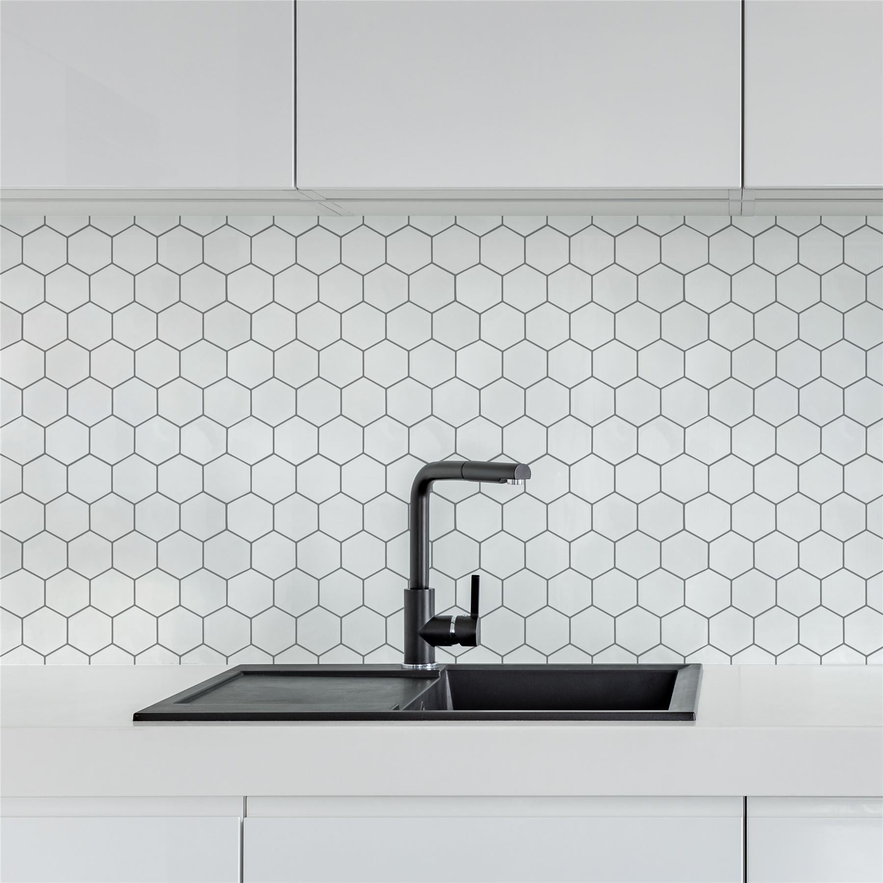 Wall Tile Hexagon 30.5x30.5cm White (5 Tiles Per Pack) - sw30