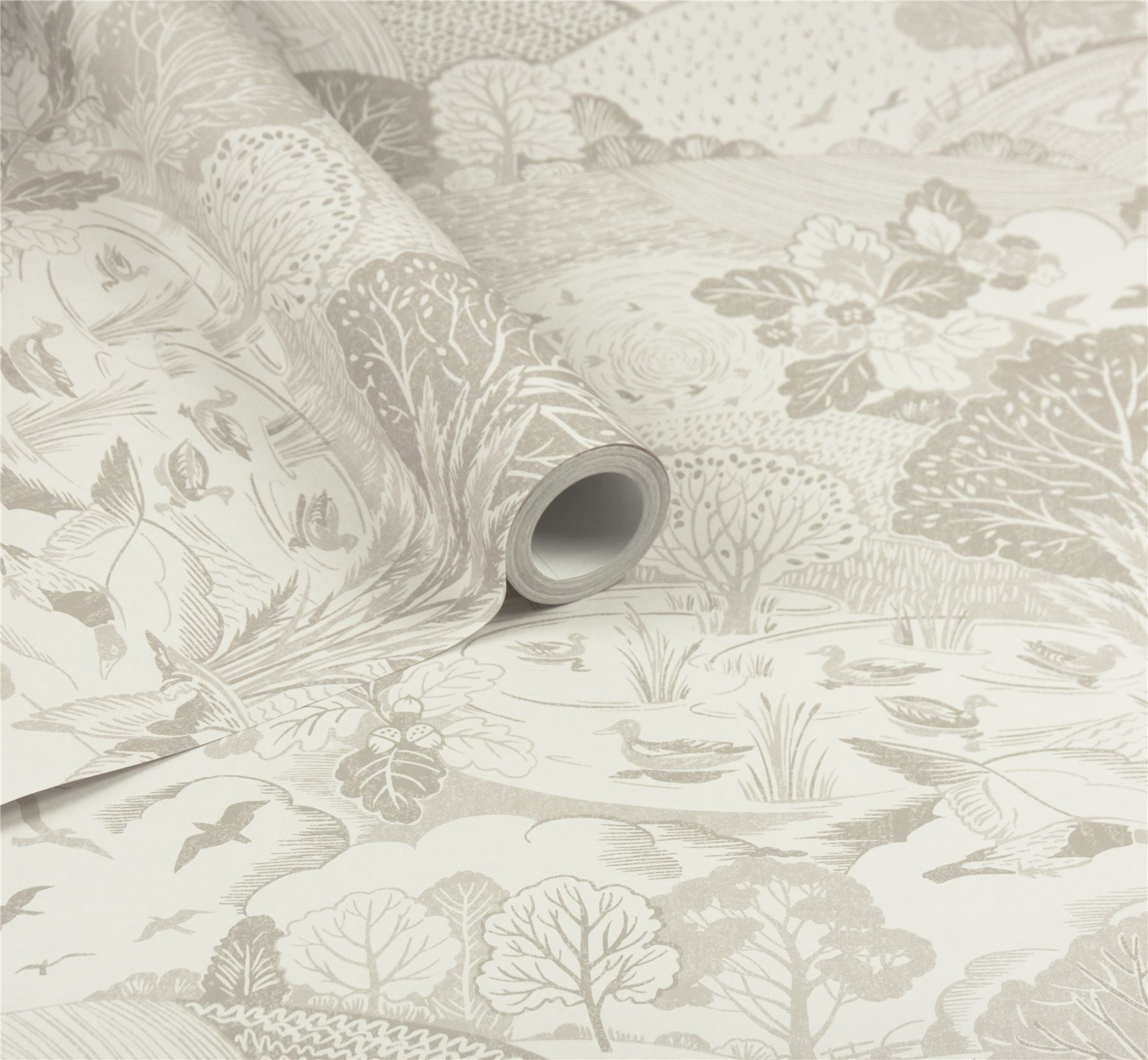 Country Landscape Neutral Wallpaper