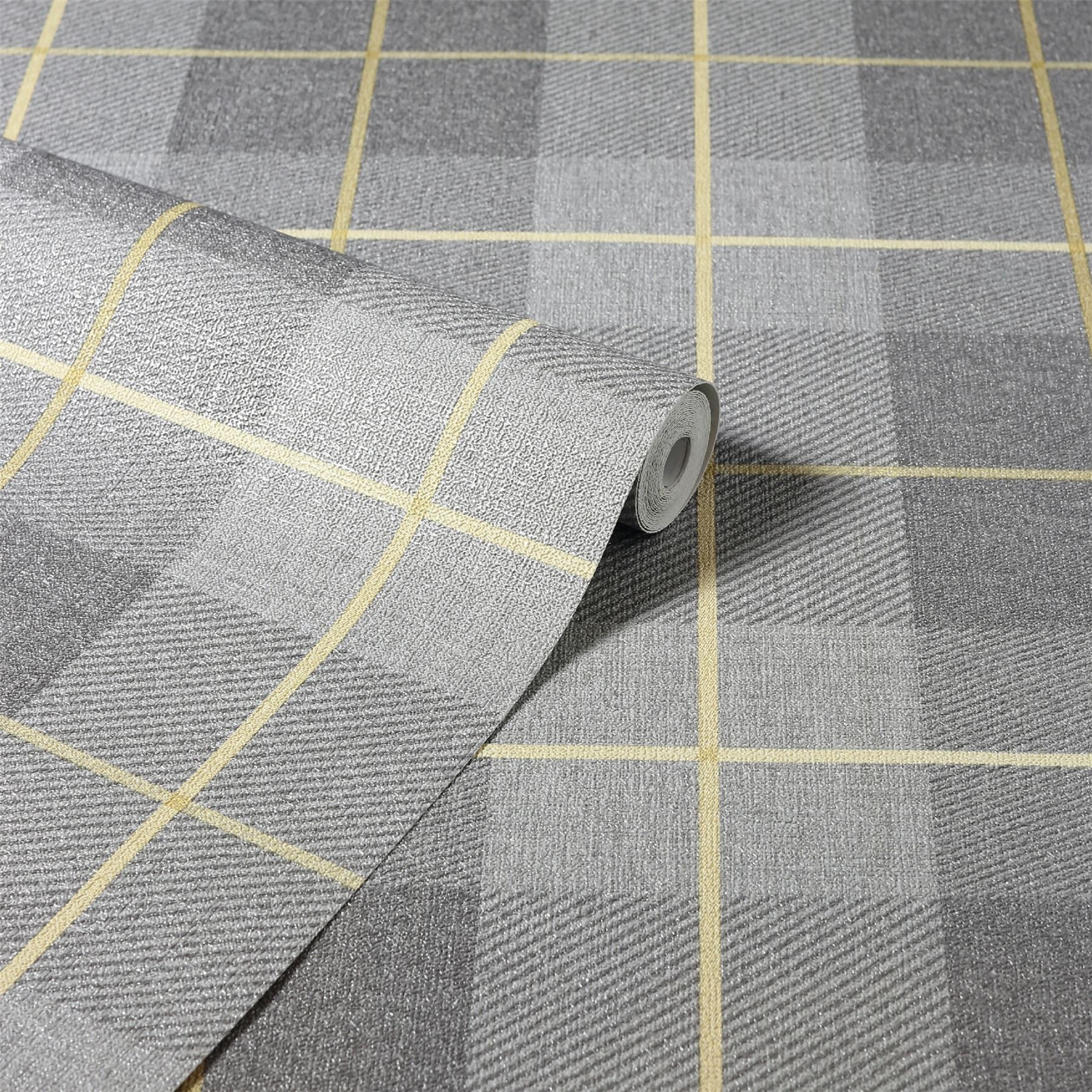 Heritage Tartan Ochre/Grey Wallpaper sw6