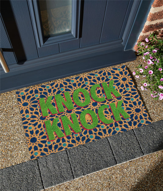 Astley Knock Knock Printed PVC Backed Coir 40x60cm Doormat