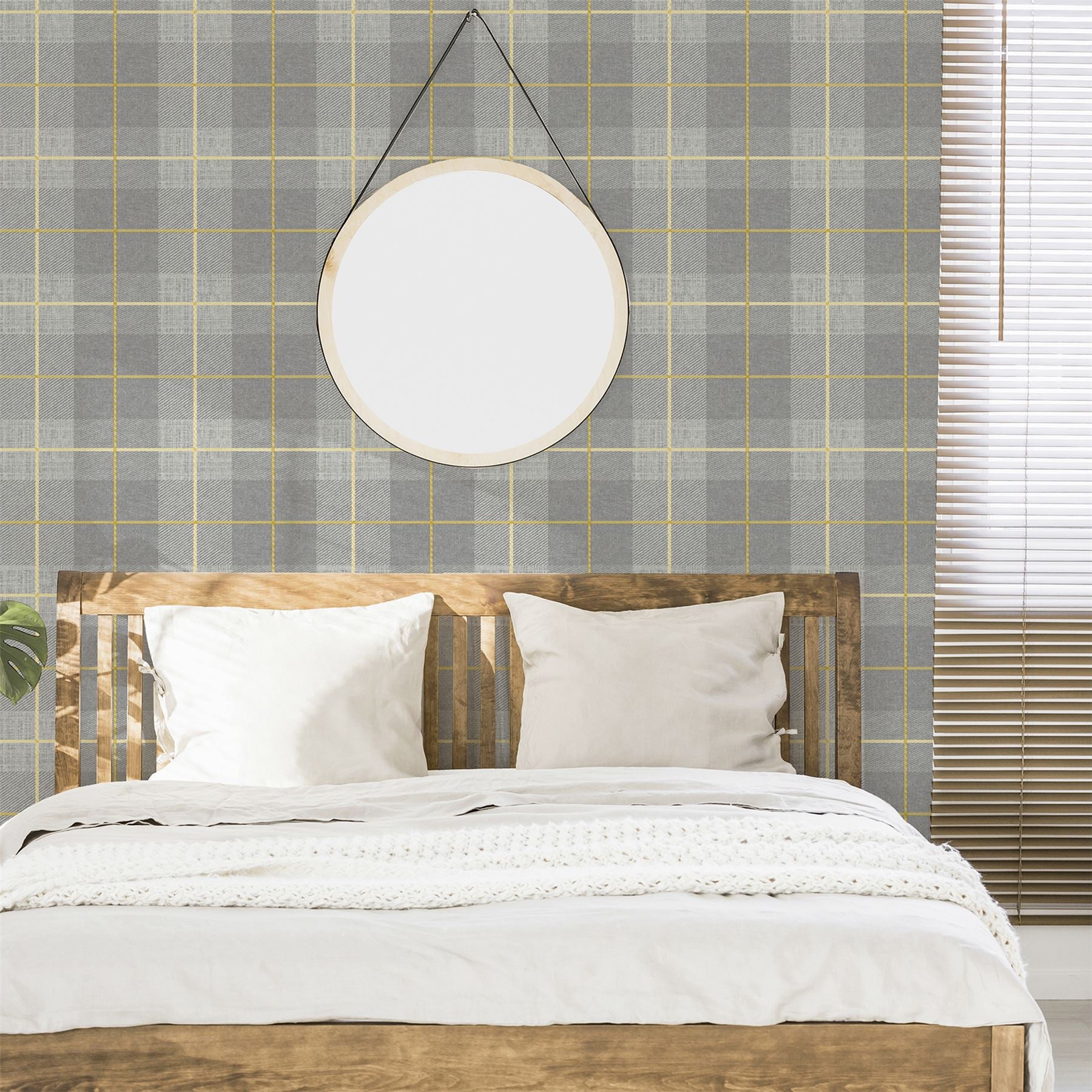 Heritage Tartan Ochre/Grey Wallpaper sw6