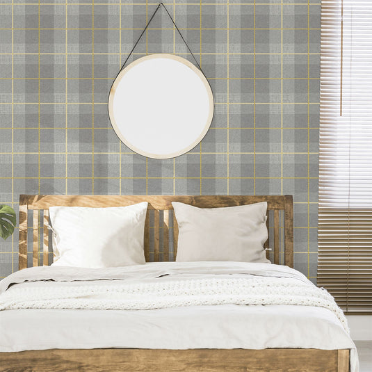 Heritage Tartan Ochre/Grey Wallpaper sw6
