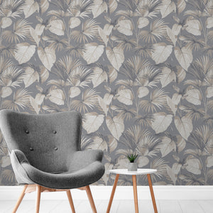 Palm Grove Grey Wallpaper