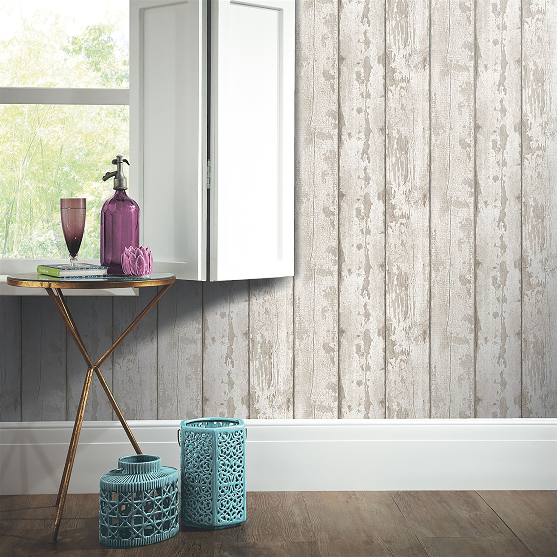 White Washed Wood Wallpaper