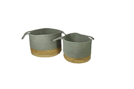 Beddington Cotton/ Jute 45x45x32cm Grey Set of 2 Baskets