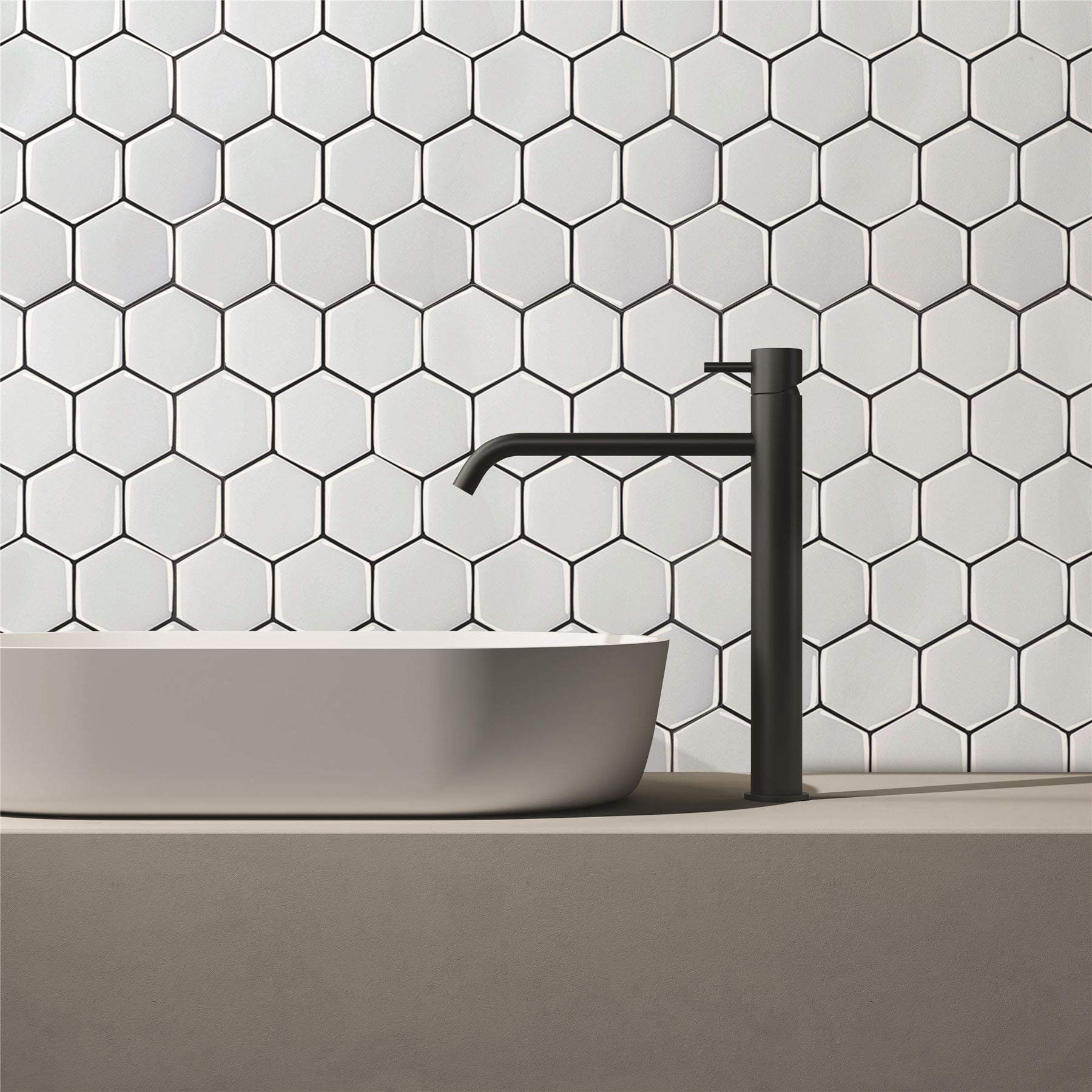 Wall Tile Hexagon 30.5x30.5cm White (5 Tiles Per Pack) - sw30