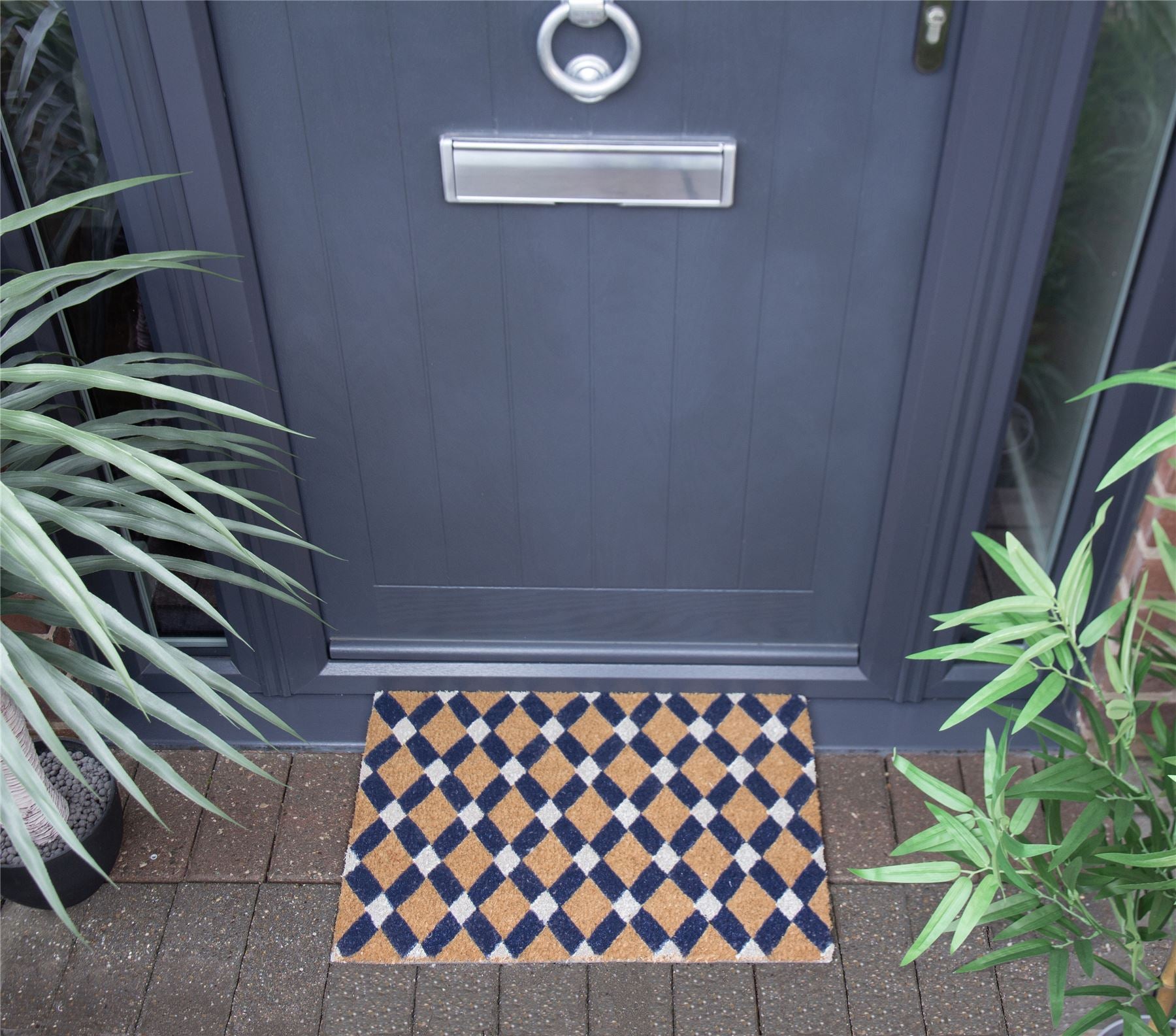 Astley Tile Printed Neutral Doormat  40x60cm
