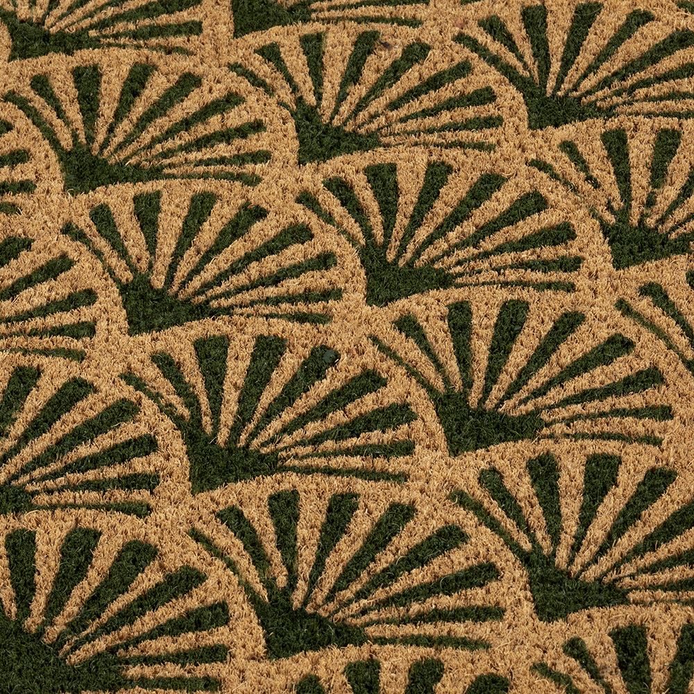 Astley Scallop Latex Backed Coir 45x75cm Forest Green Doormat