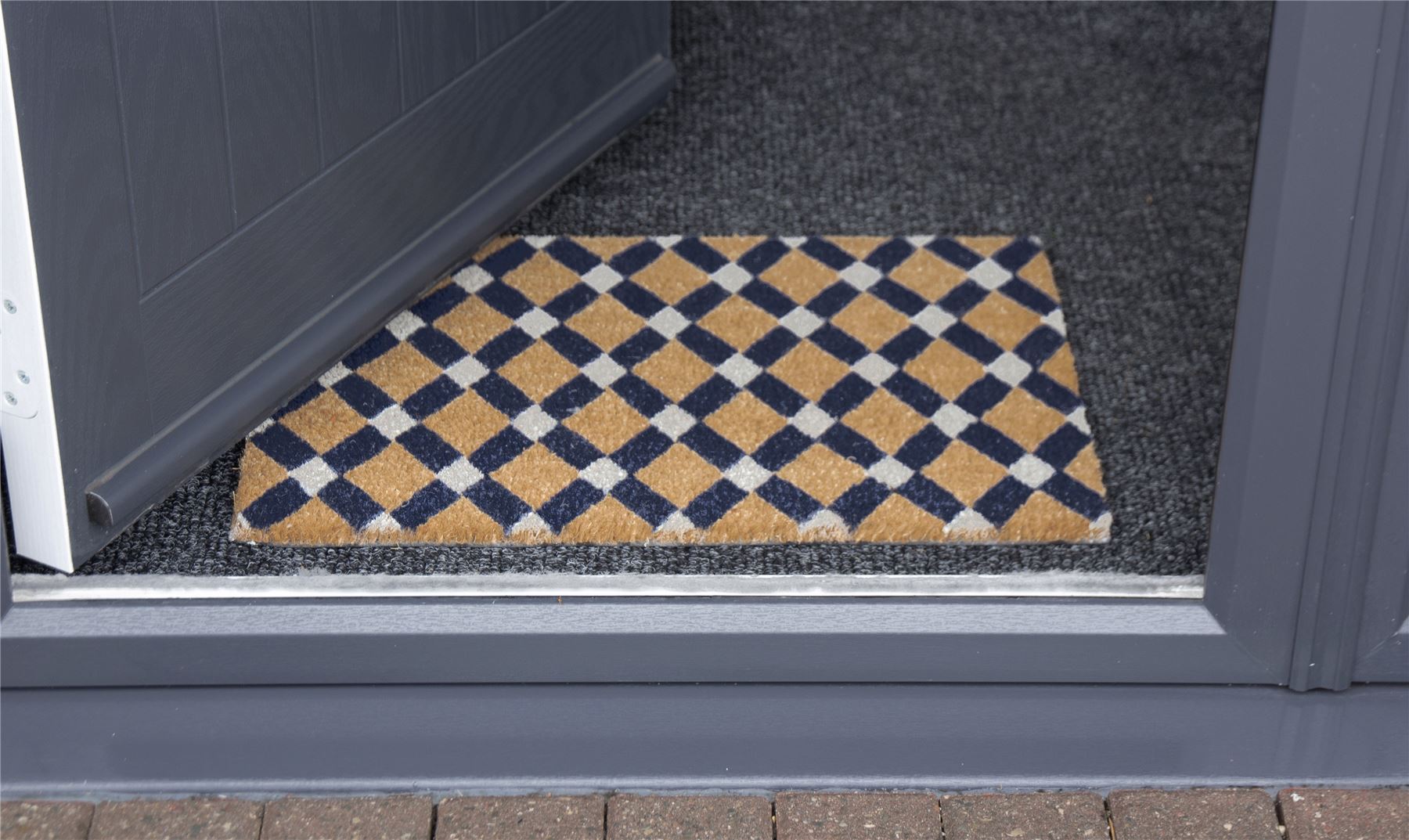 Astley Tile Printed Neutral Doormat  40x60cm