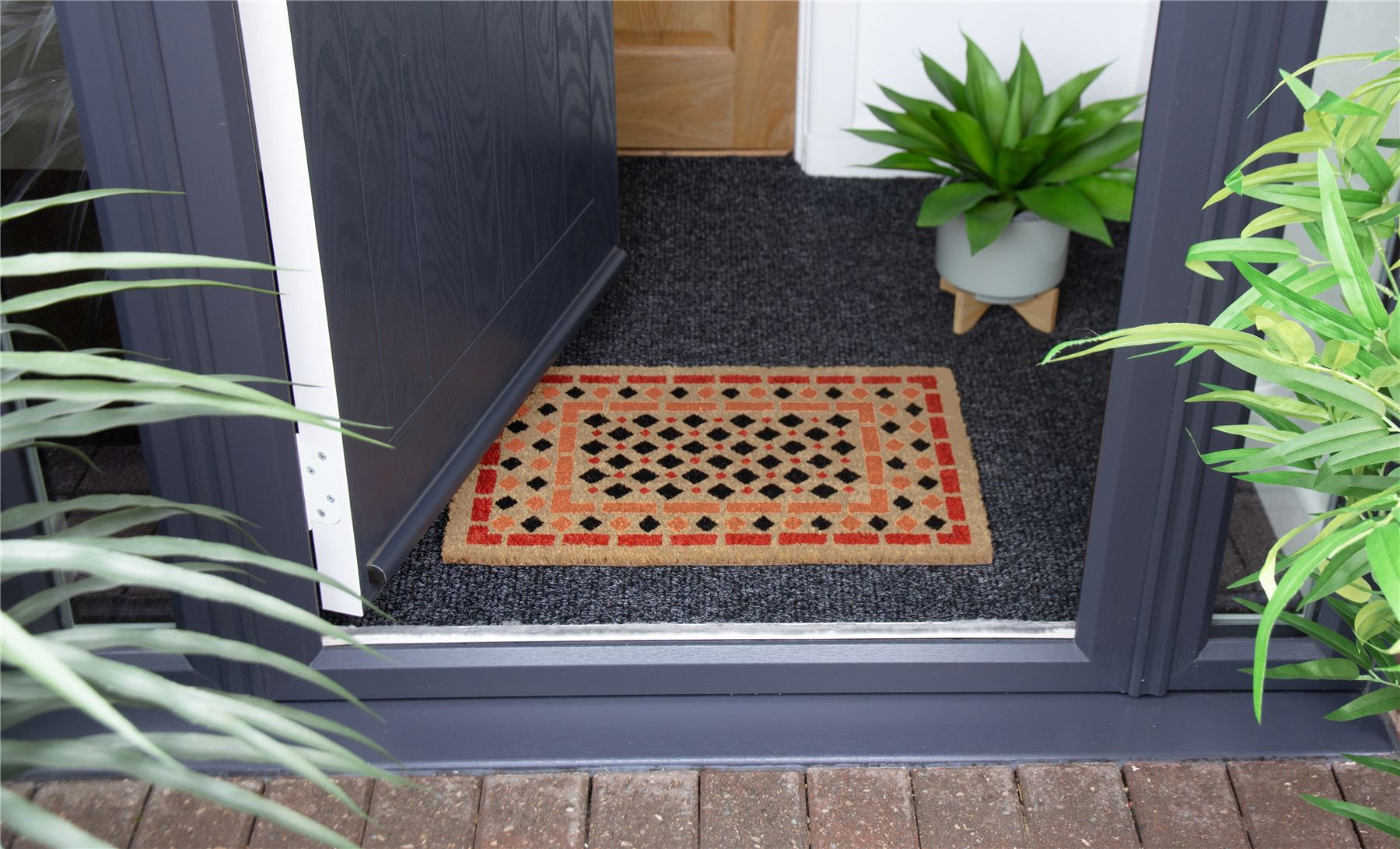 Astley Mosaic Printed Orange Doormat 40x60cm