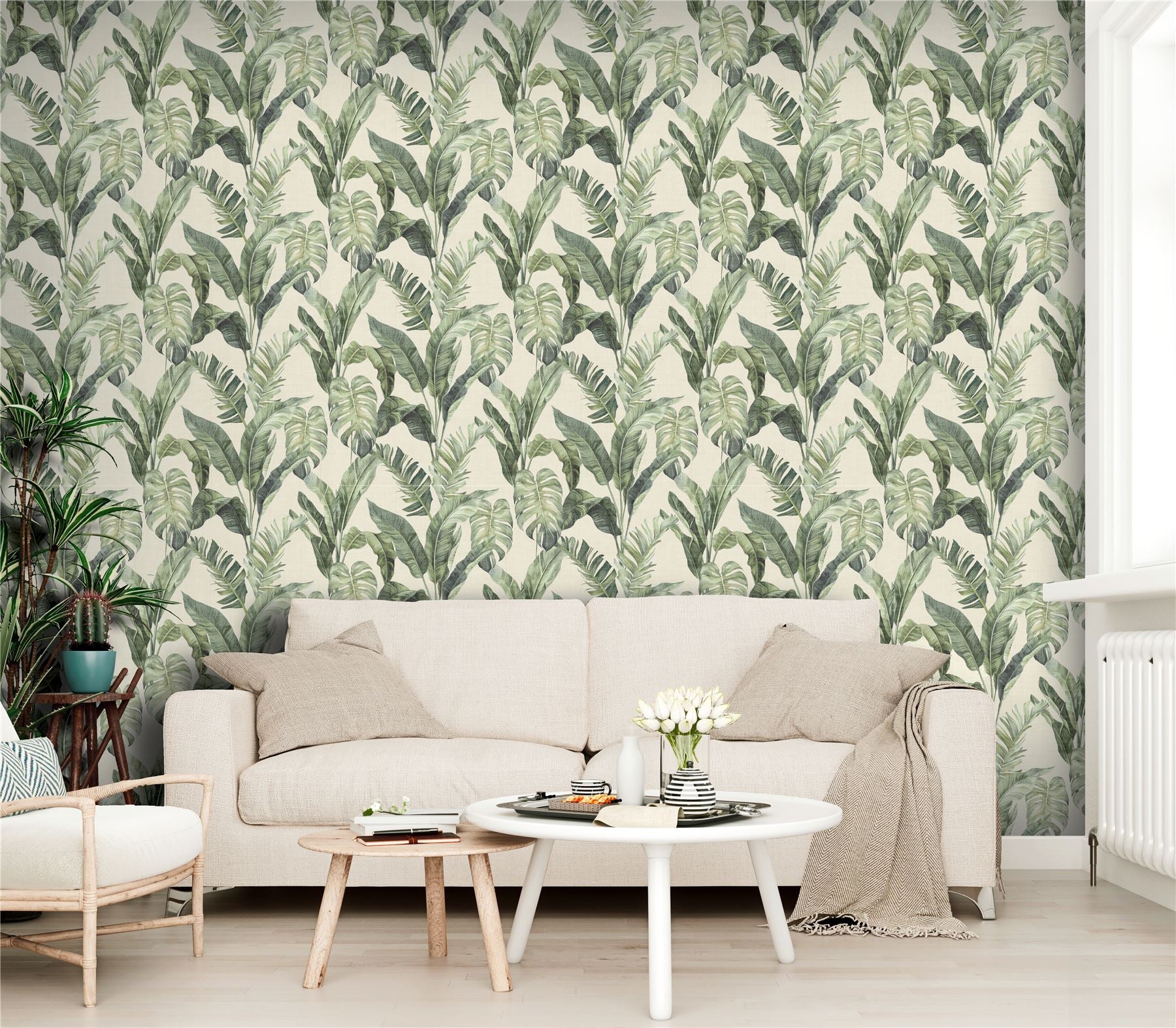 Palm Springs Natural Green Wallpaper