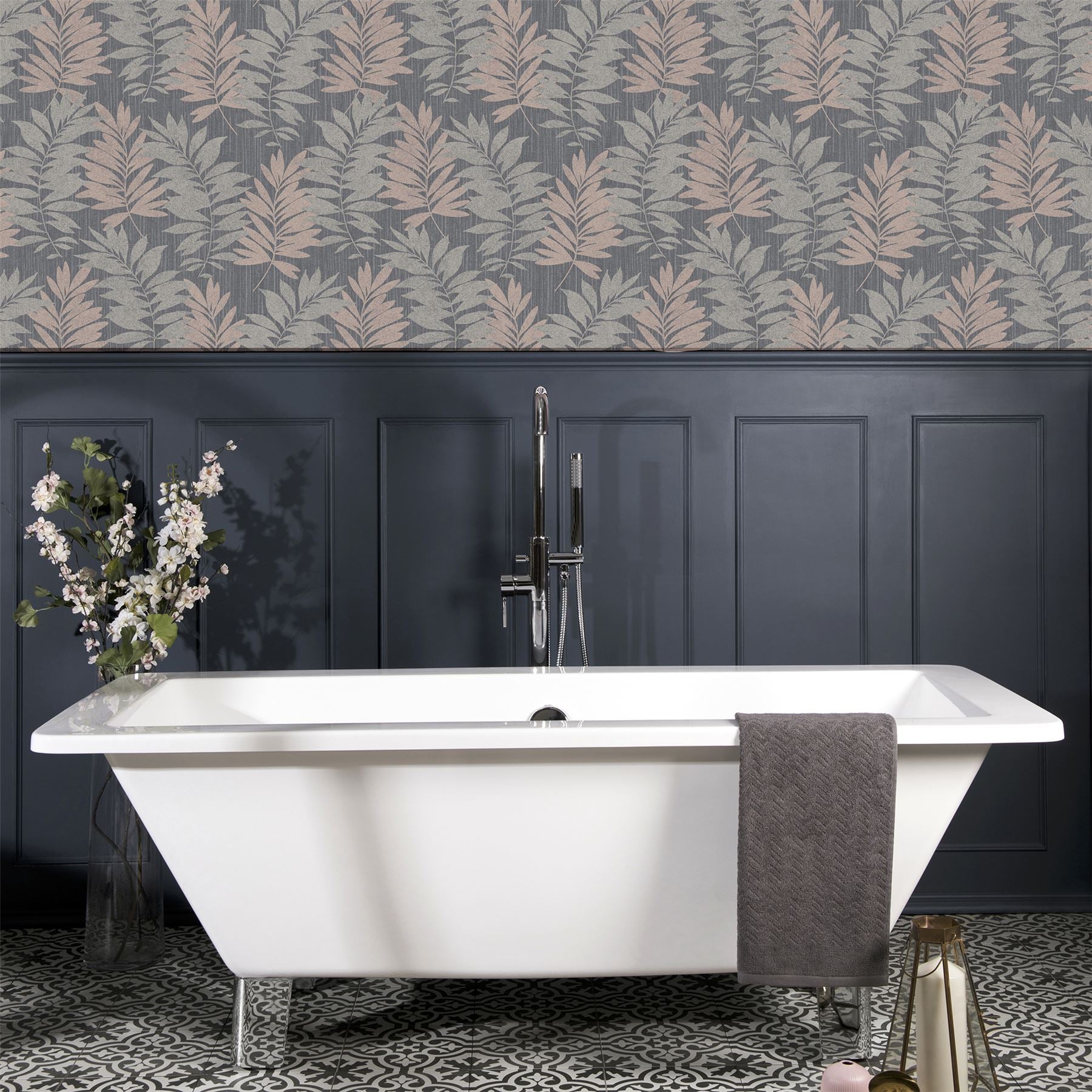 Stardust Palm Pink/Grey Wallpaper sw12