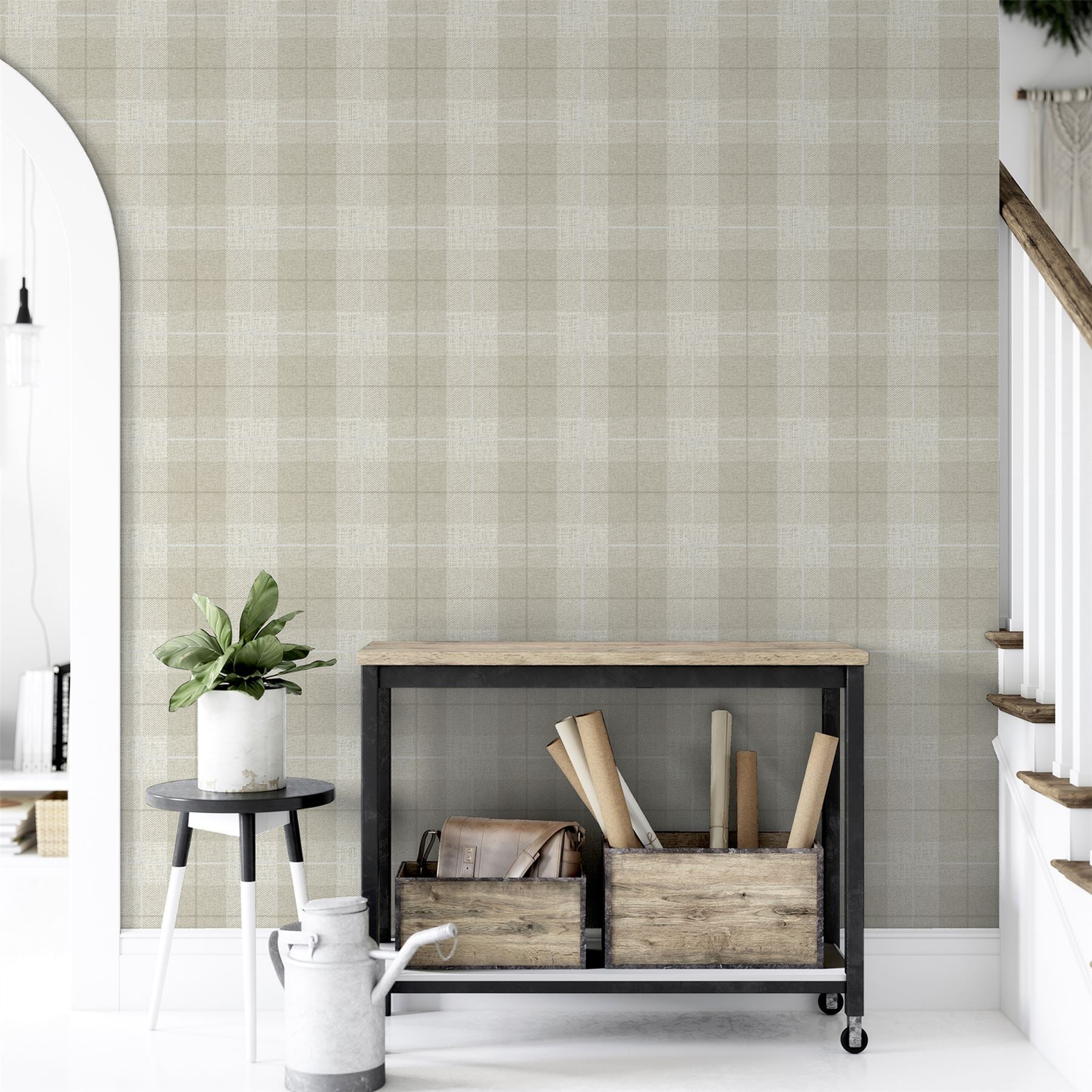 Country Tartan Taupe Wallpaper