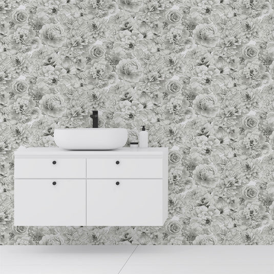 Glitter Bloom Silver Wallpaper sw12