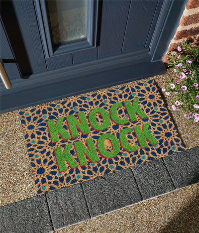 Astley Knock Knock Printed Natural/Multi Doormat 40x60cm