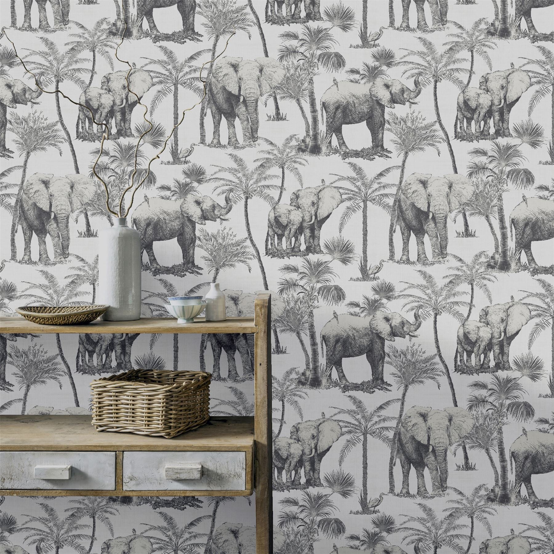 Safari Elephant Charcoal Wallpaper sw12