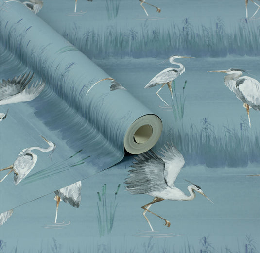 Heron River Blue Wallpaper