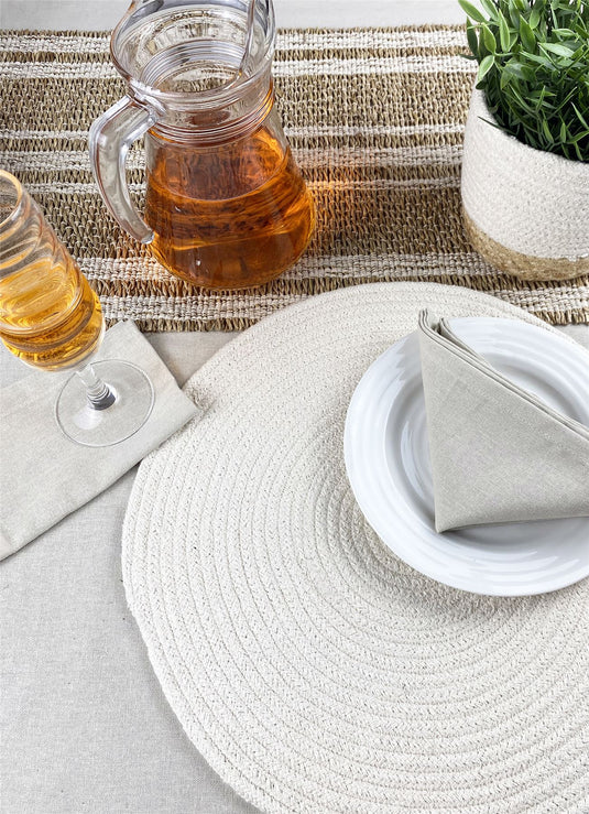 Tay Seagrass/ Cotton 35x180cm Cream Table Runner