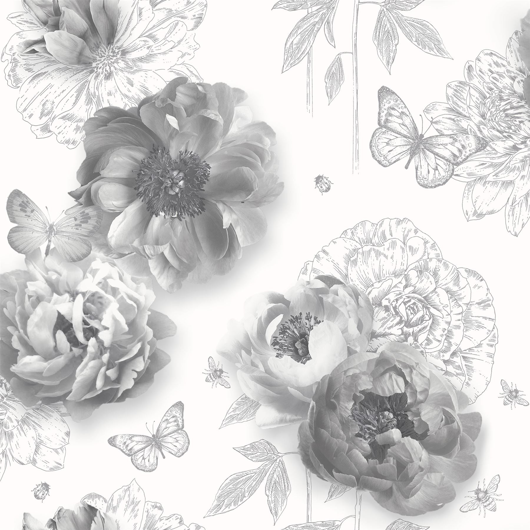 Flower Garden Mono Wallpaper sw12