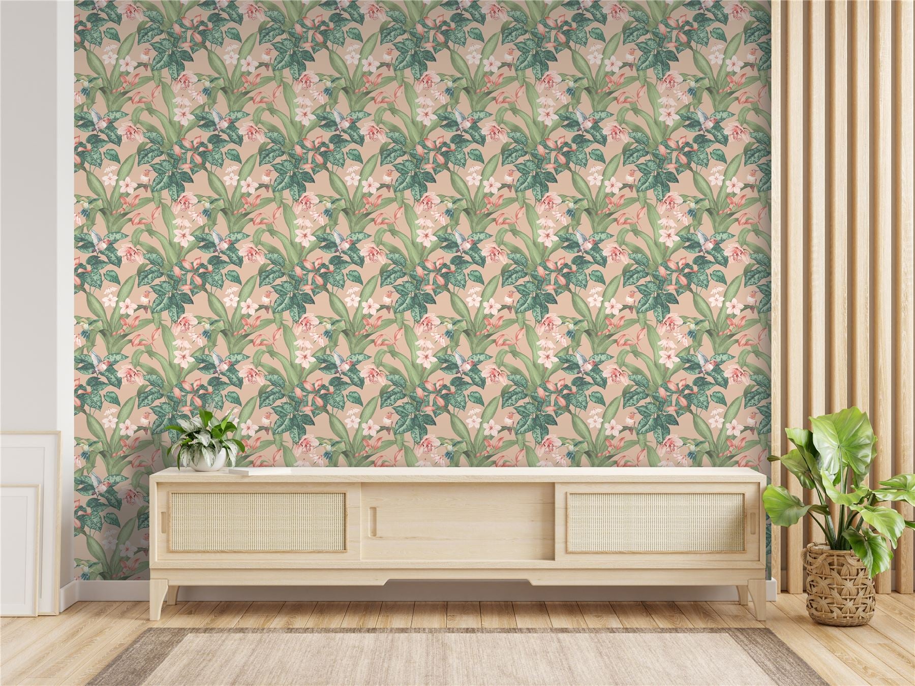 Pretty Botanical Soft Pink Wallpaper