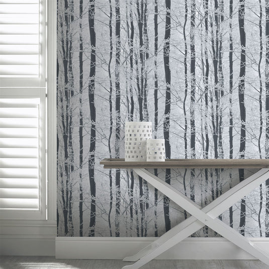 Frosted Wood Silver Wallpaper sw12