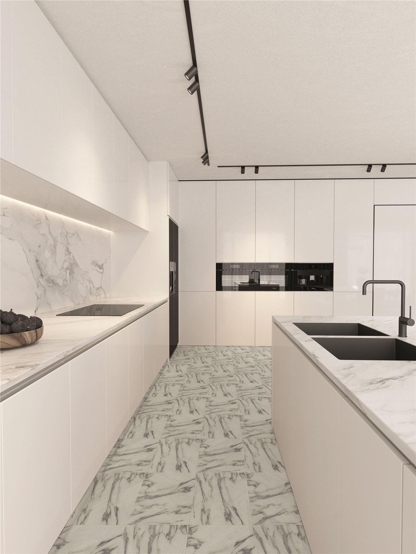 Floor Tile Carrara Marble 30.5x30.5cm Mono (10 Tiles Per Pack) - sw6