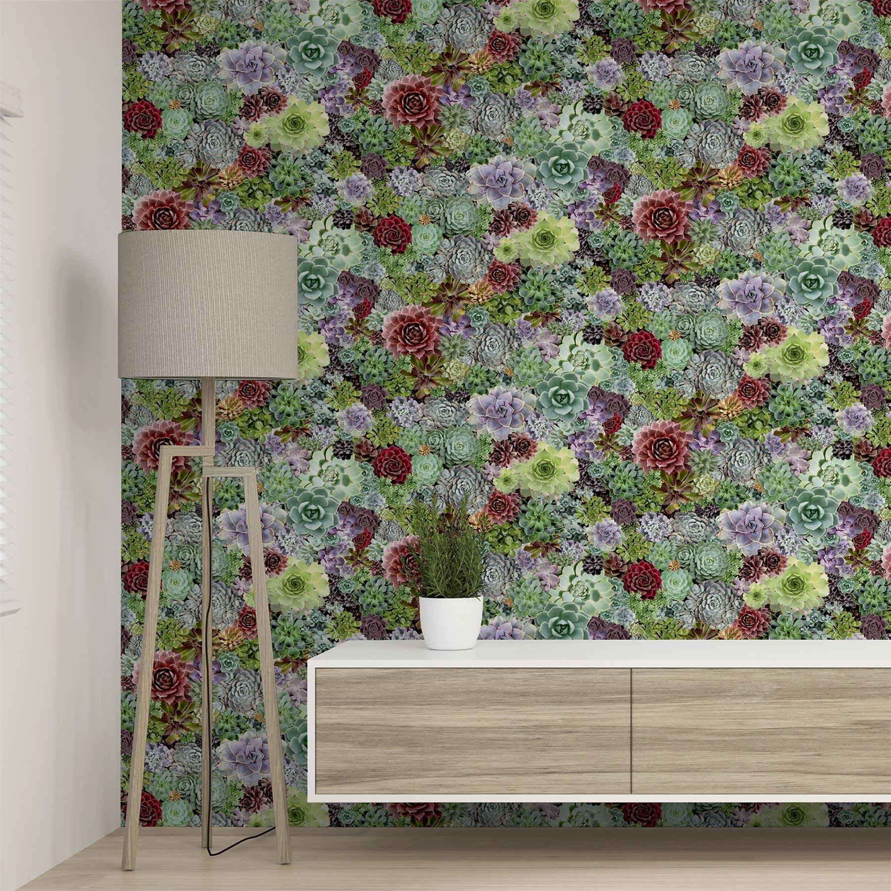 Succulent Living Wall Multi Wallpaper