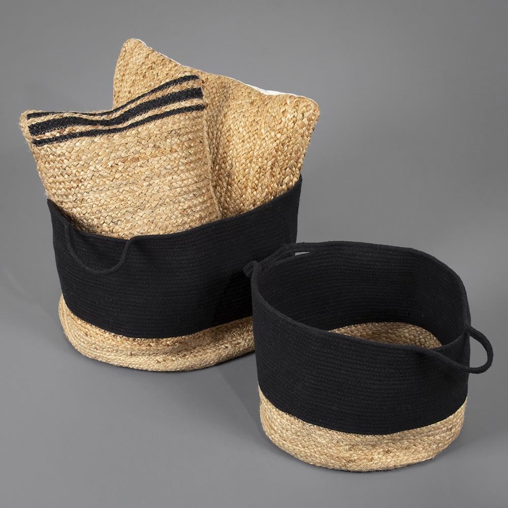 Beddington Cotton/ Jute 45x45x32cm Black Set of 2 Baskets