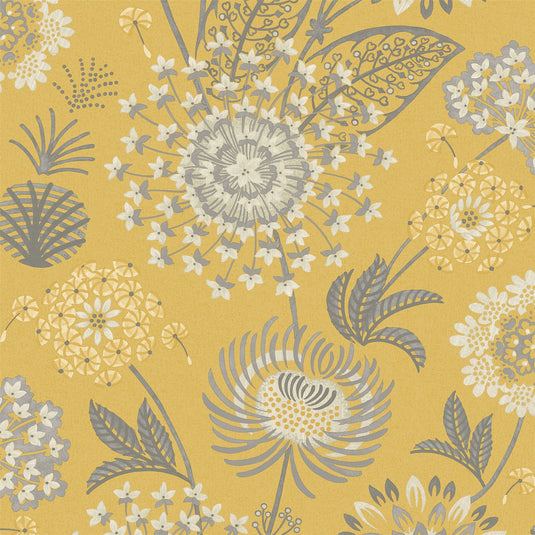 Vintage Bloom Mustard Yellow Wallpaper