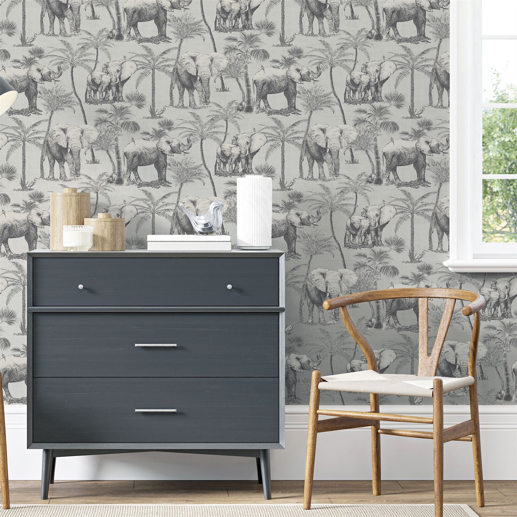 Safari Elephant Charcoal Wallpaper sw12