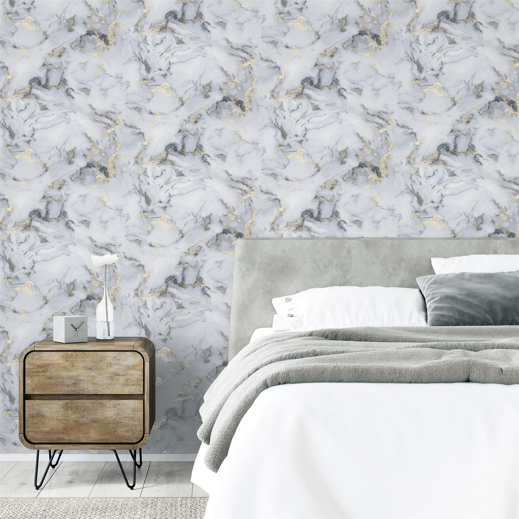 Bahia Marble Mono Gold Wallpaper