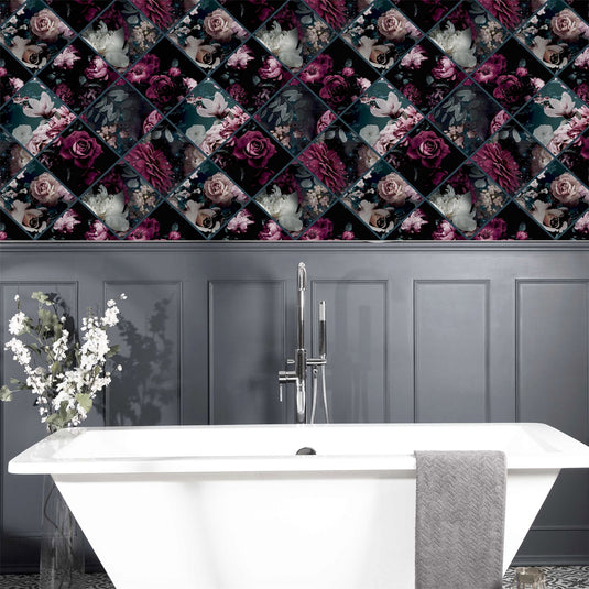 Floral Collage Plum & Teal sw12