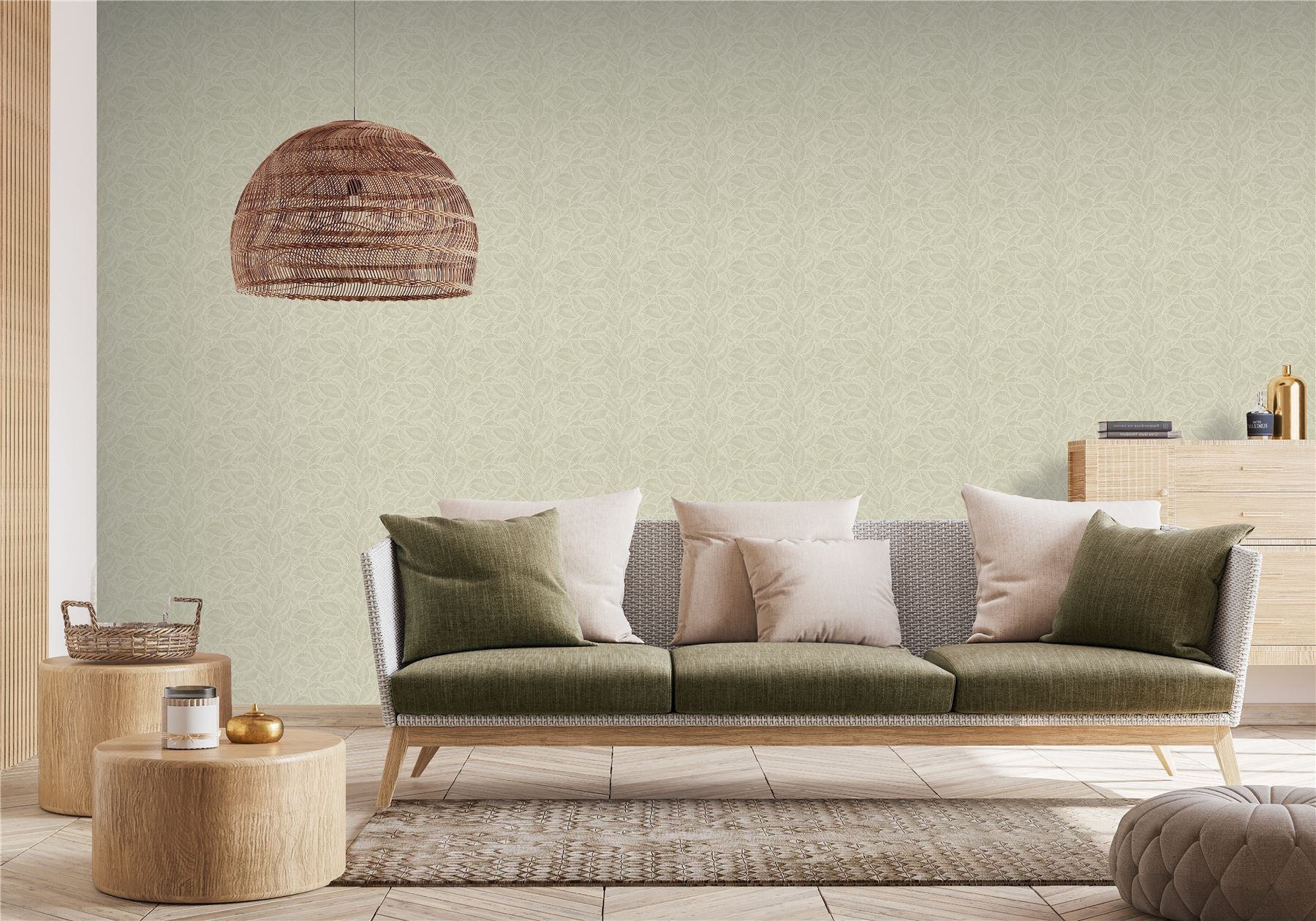 Leaf Print Sage Wallpaper