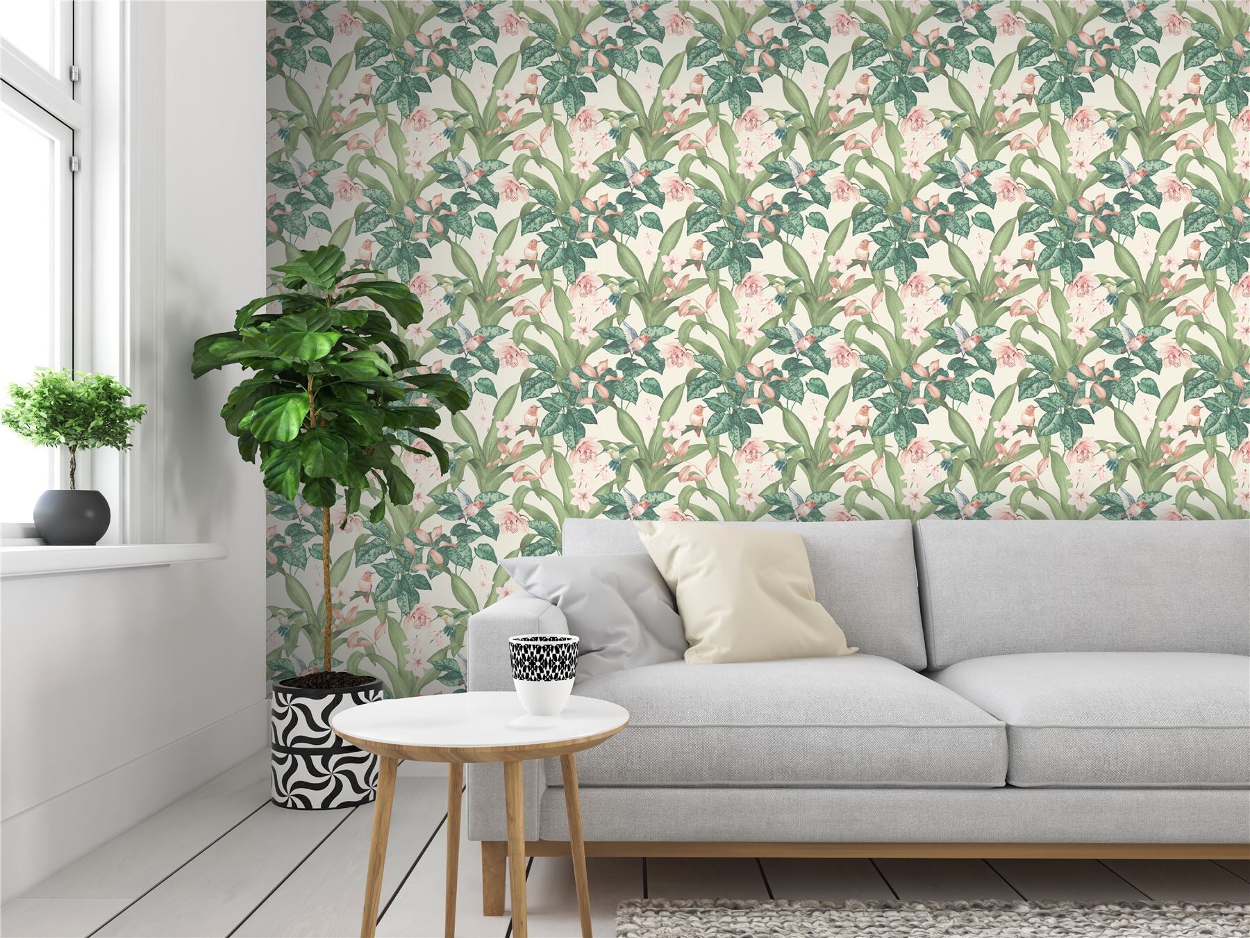 Pretty Botanical Neutral Wallpaper
