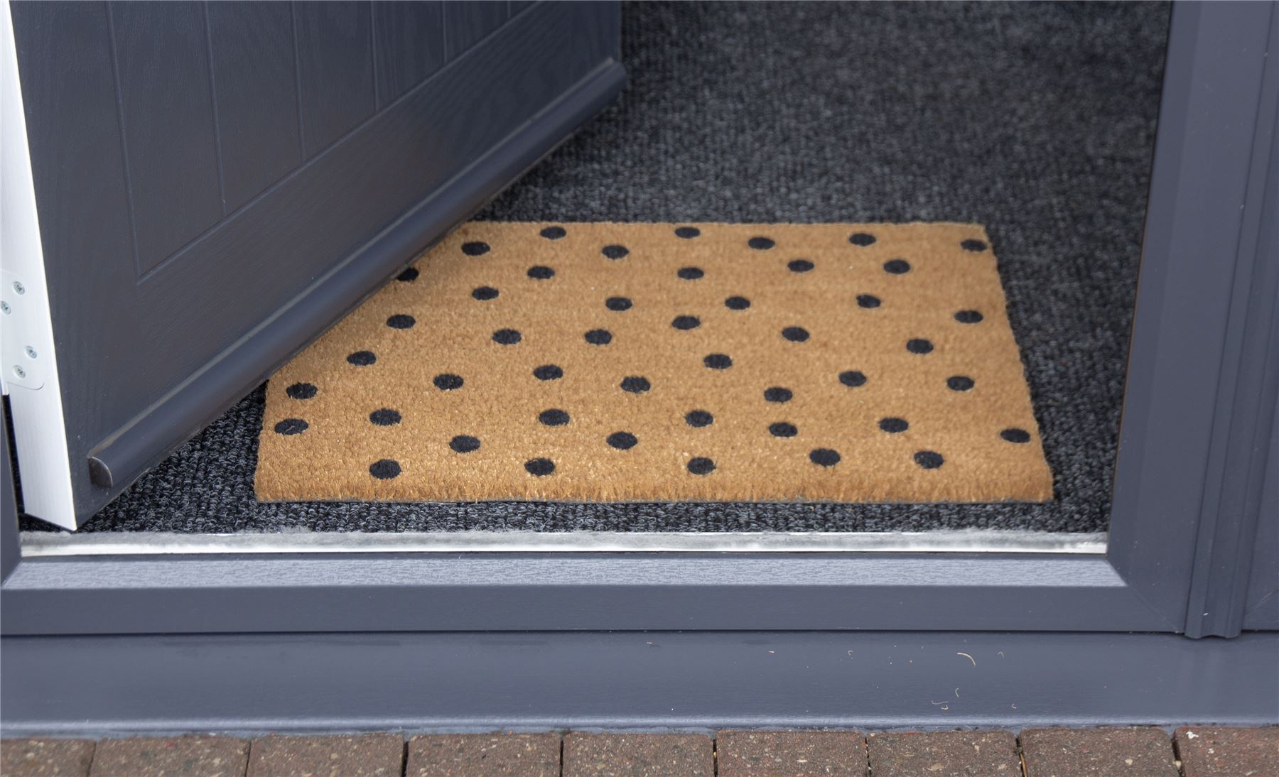 Astley Polka Dot Printed Neutral Doormat 40x60cm