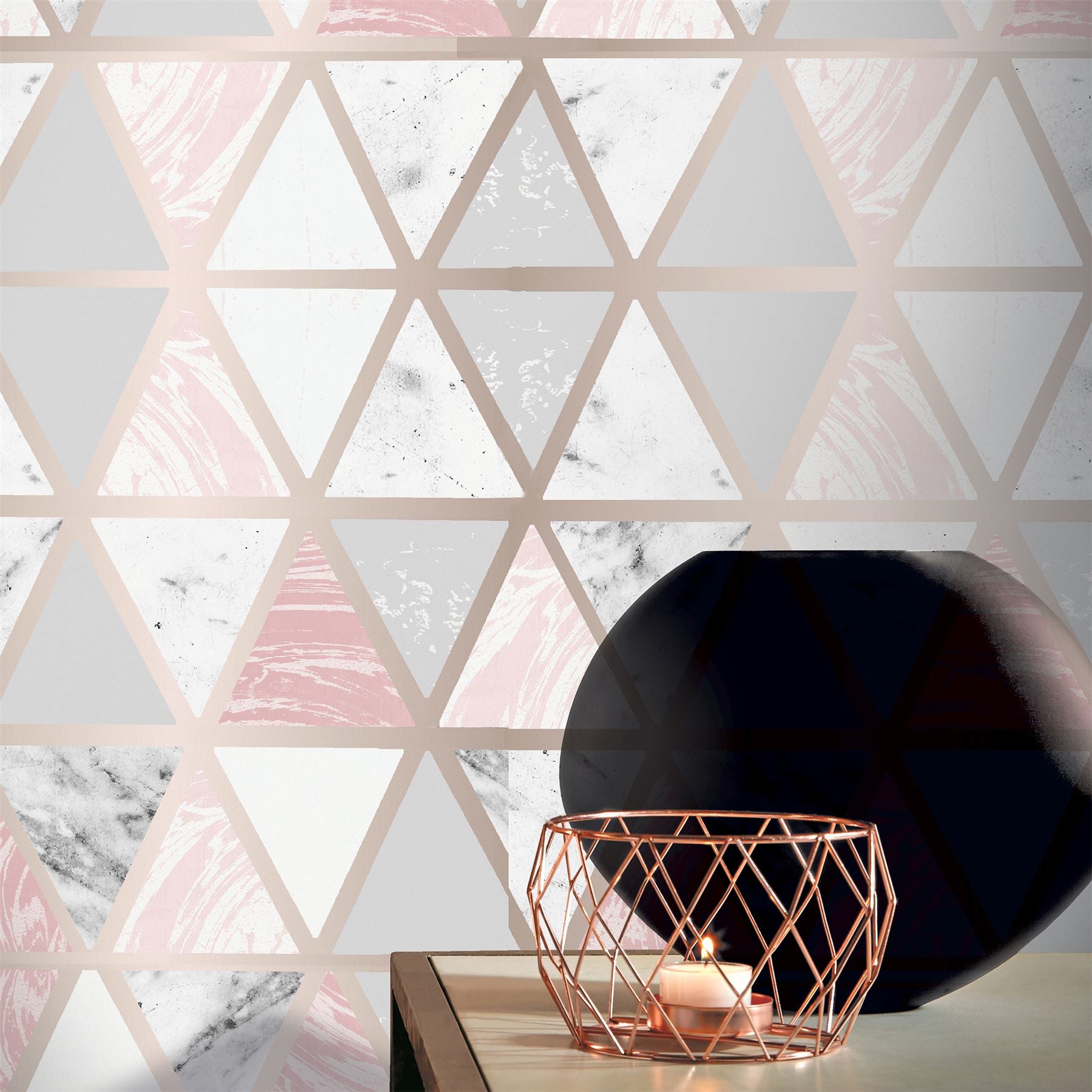 Marble Geo Pink Multi Wallpaper sw12