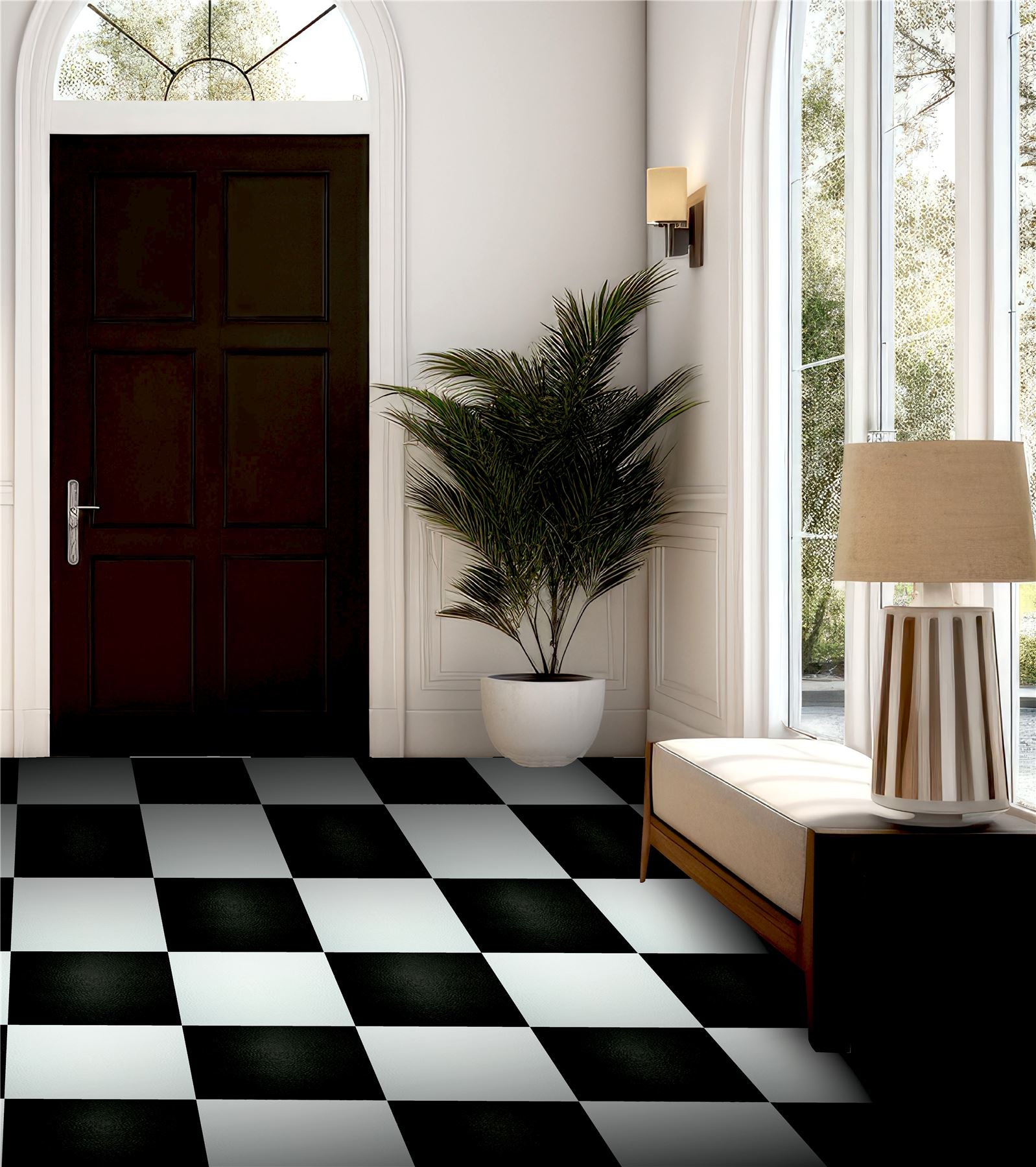 Floor Tile Plain 30.5x30.5cm Black & White (10 Tiles Per Pack) - sw6