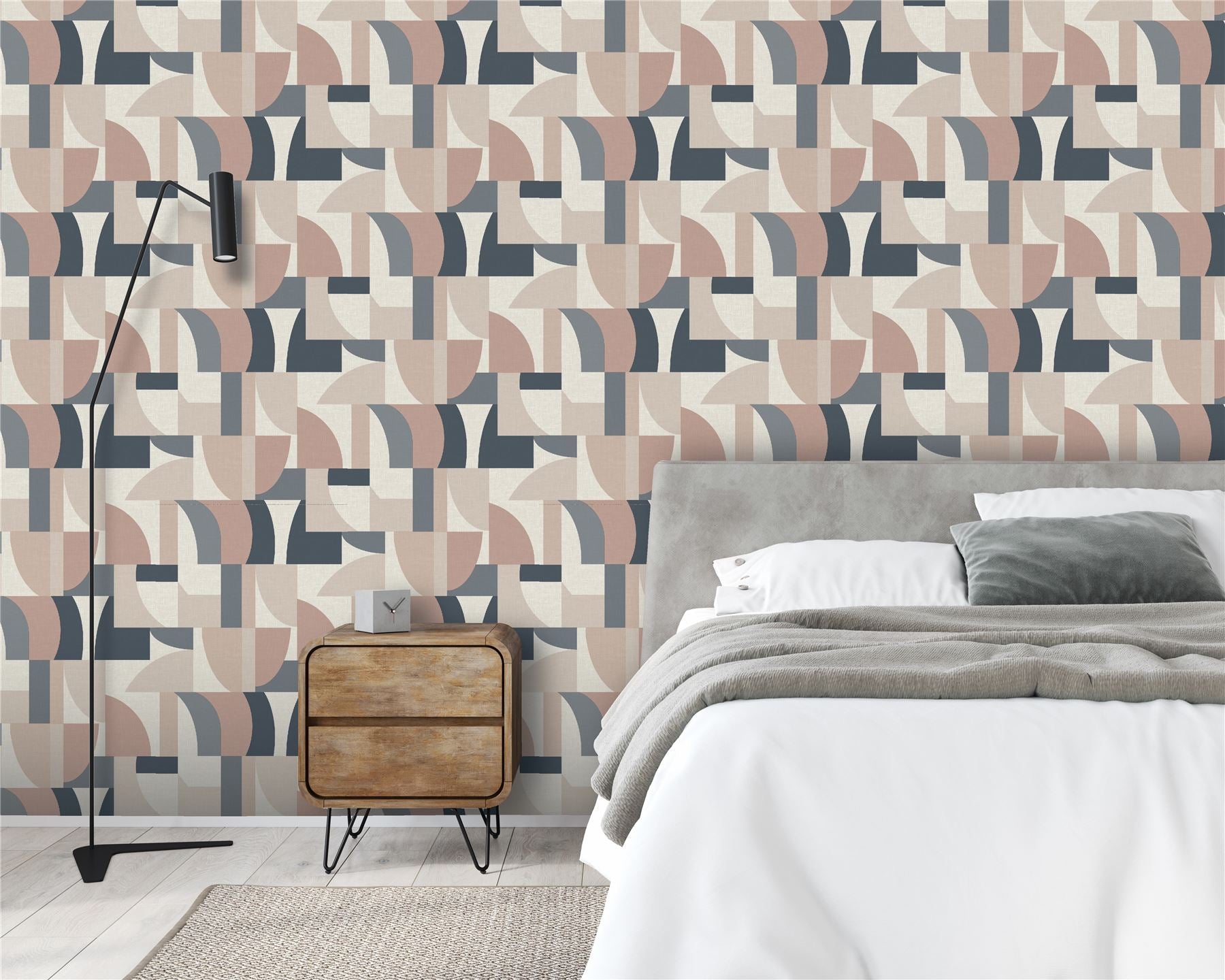 Modern Geo Teal/Blush Wallpaper